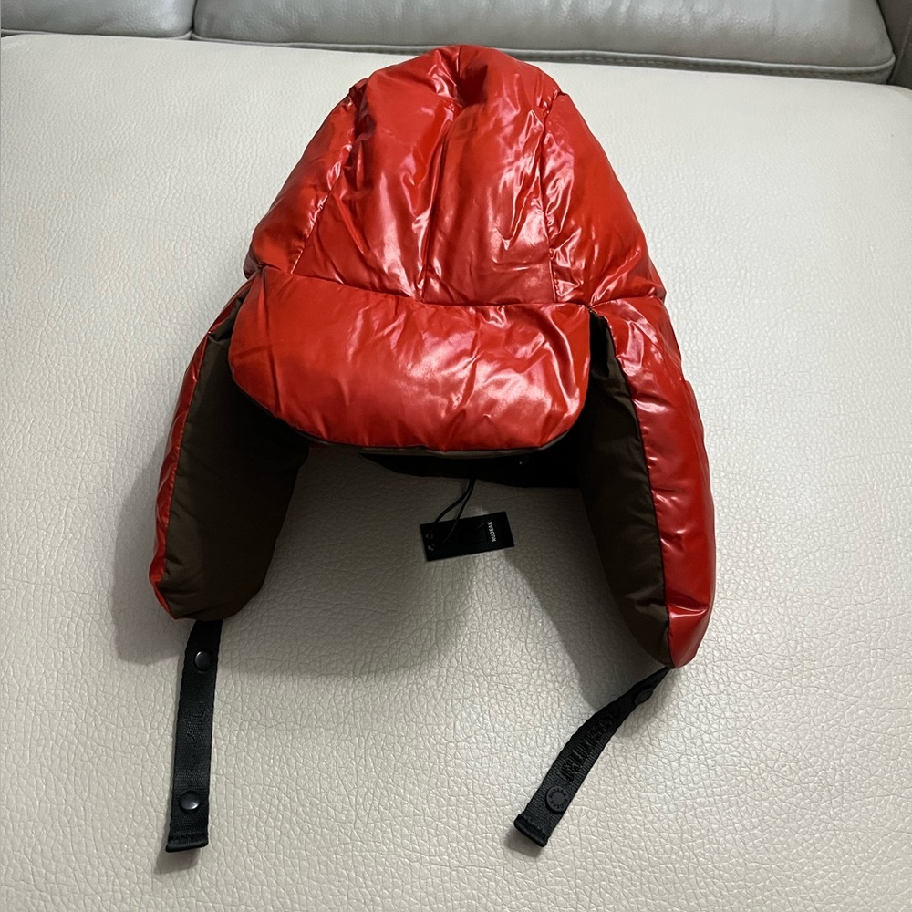 NWT - Rudsak Unisex Mavis Reversible Puffer Aviator Hat - Orange/Army